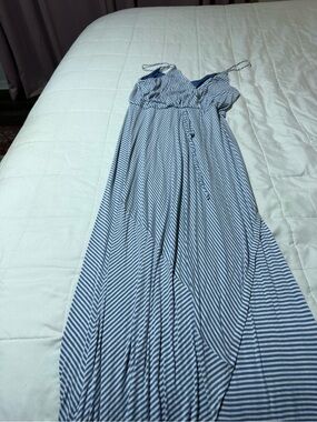 Gianni Bini Blue and White Striped Maxi Dress